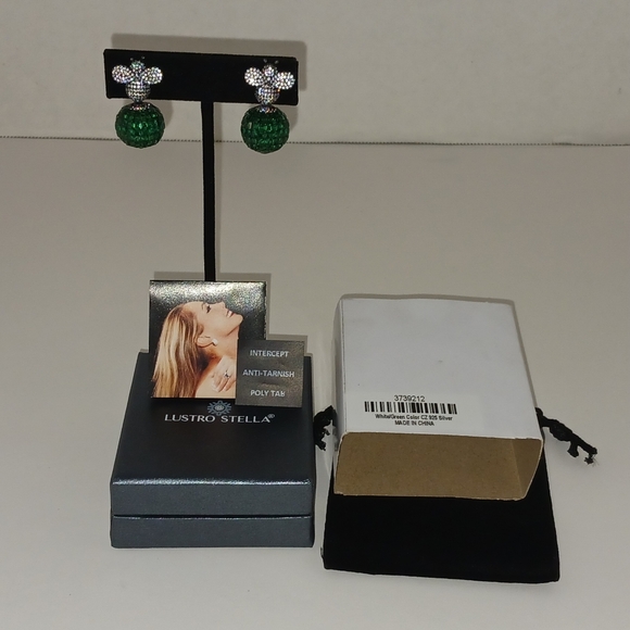Lustro Stella Bee & Ball Sterling & CZ Post Earrings, NIB - Picture 2 of 5